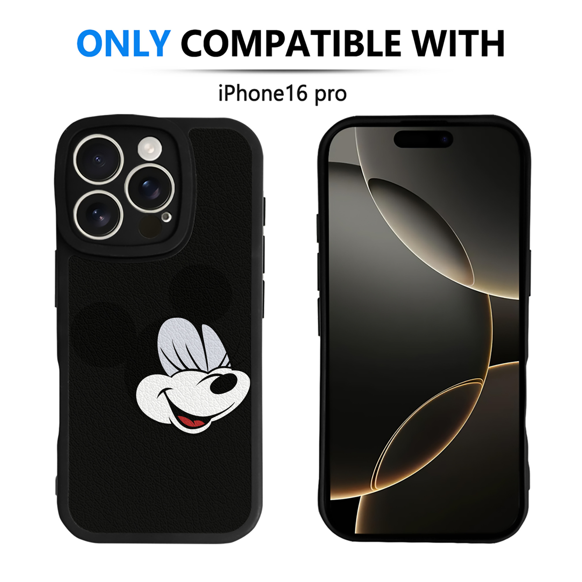 （画像用） ミッキーマウス Mickey Mouse 【iPhone 16シリーズ対応】シリコンスマホケース（レザー調） 材質：シリコン